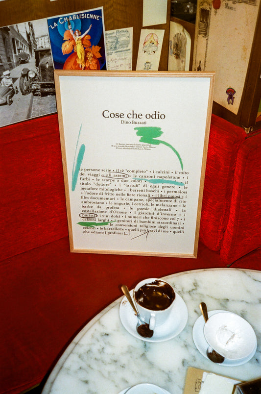 Manifesto Cose che odio Dino Buzzati