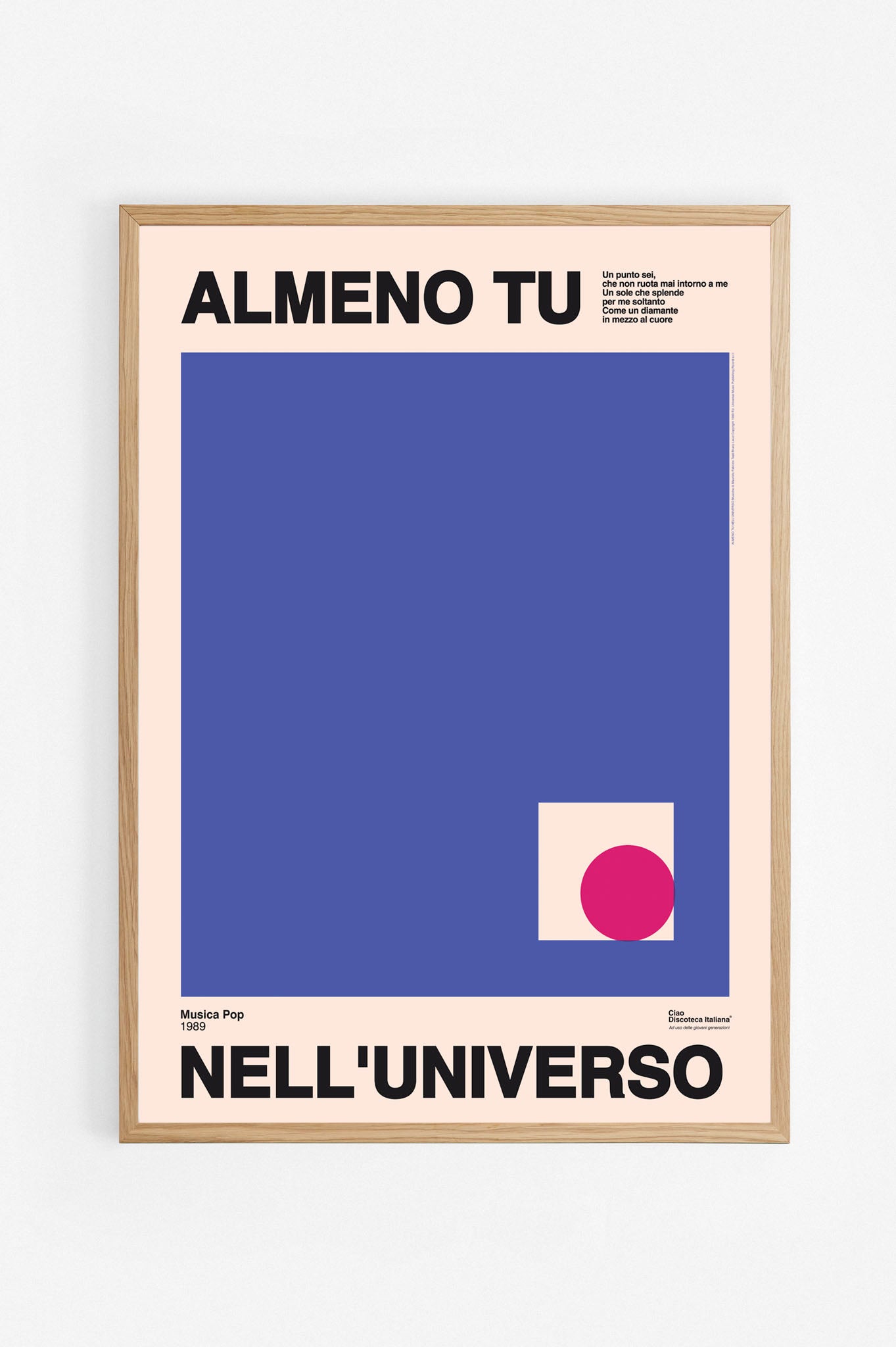 Poster Almeno tu nell'universo, Mia Martini cornice rovere