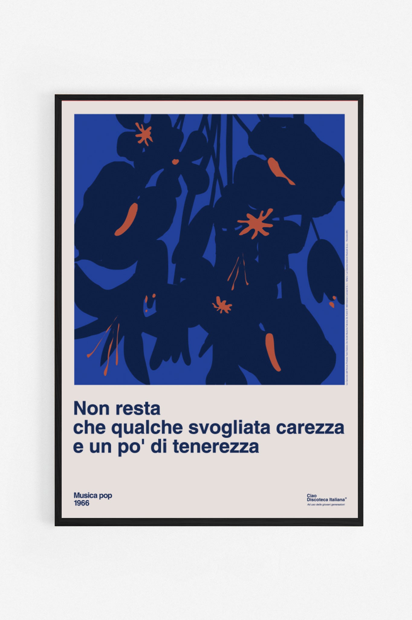 Poster Canzone dell'amore perduto, Fabrizio De Andrè cornice nera