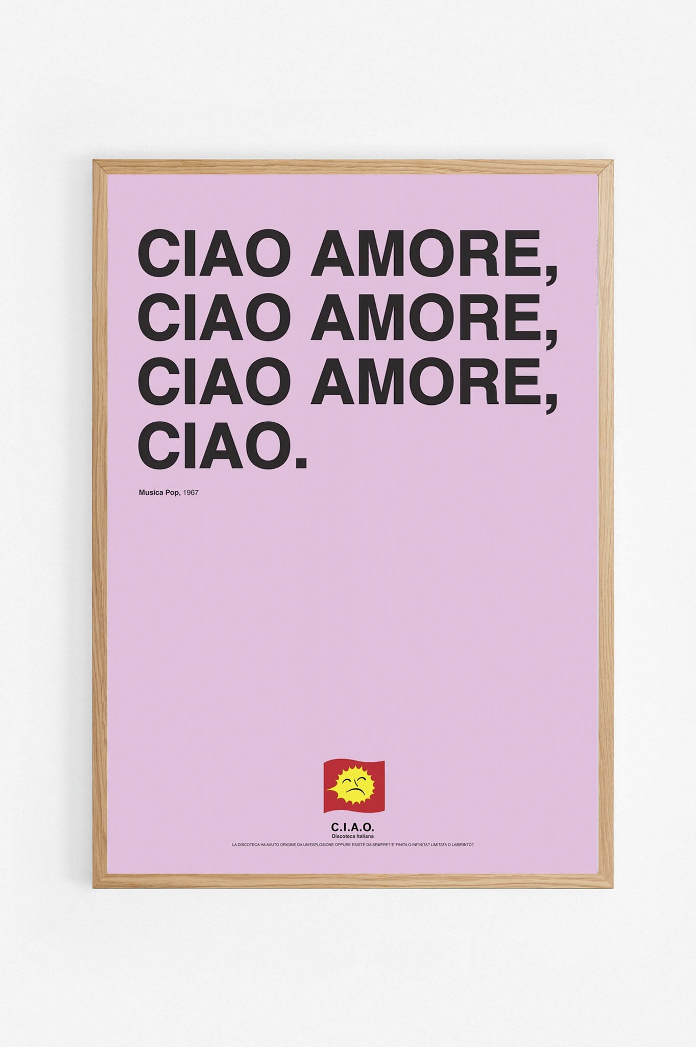 Poster Ciao amore ciao, Luigi Tenco cornice rovere
