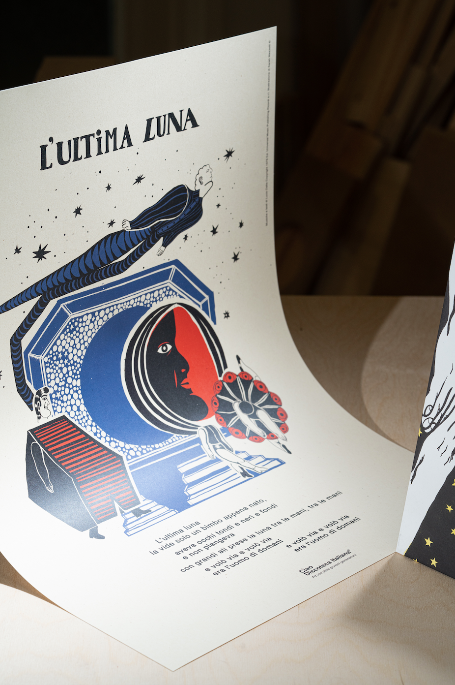 Poster L'Ultima Luna con Libro Il Parco della Luna, Lucio Dalla