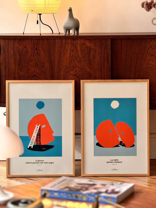 Poster Mi sono innamorato di te, Luigi Tenco, due, cornice rovere