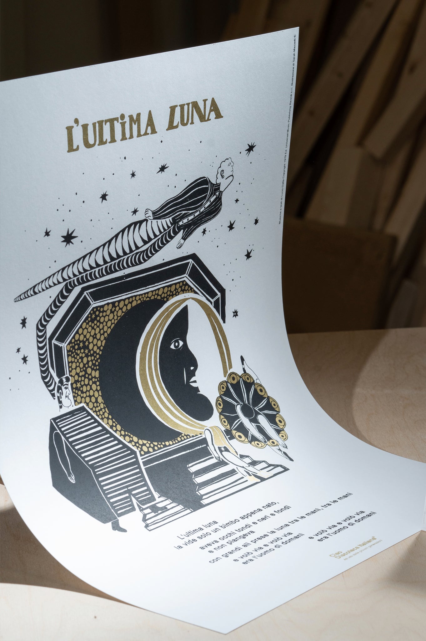 Serigrafia L'Ultima Luna per libro Il Parco della Luna, Lucio Dalla