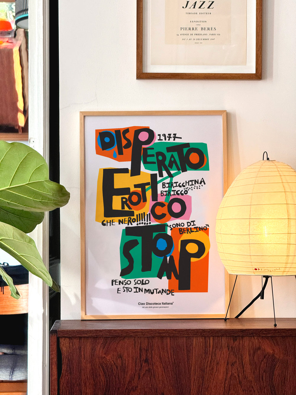 Poster "Disperato erotico stomp", omaggio a Lucio Dalla. Con cornice rovere al naturale.