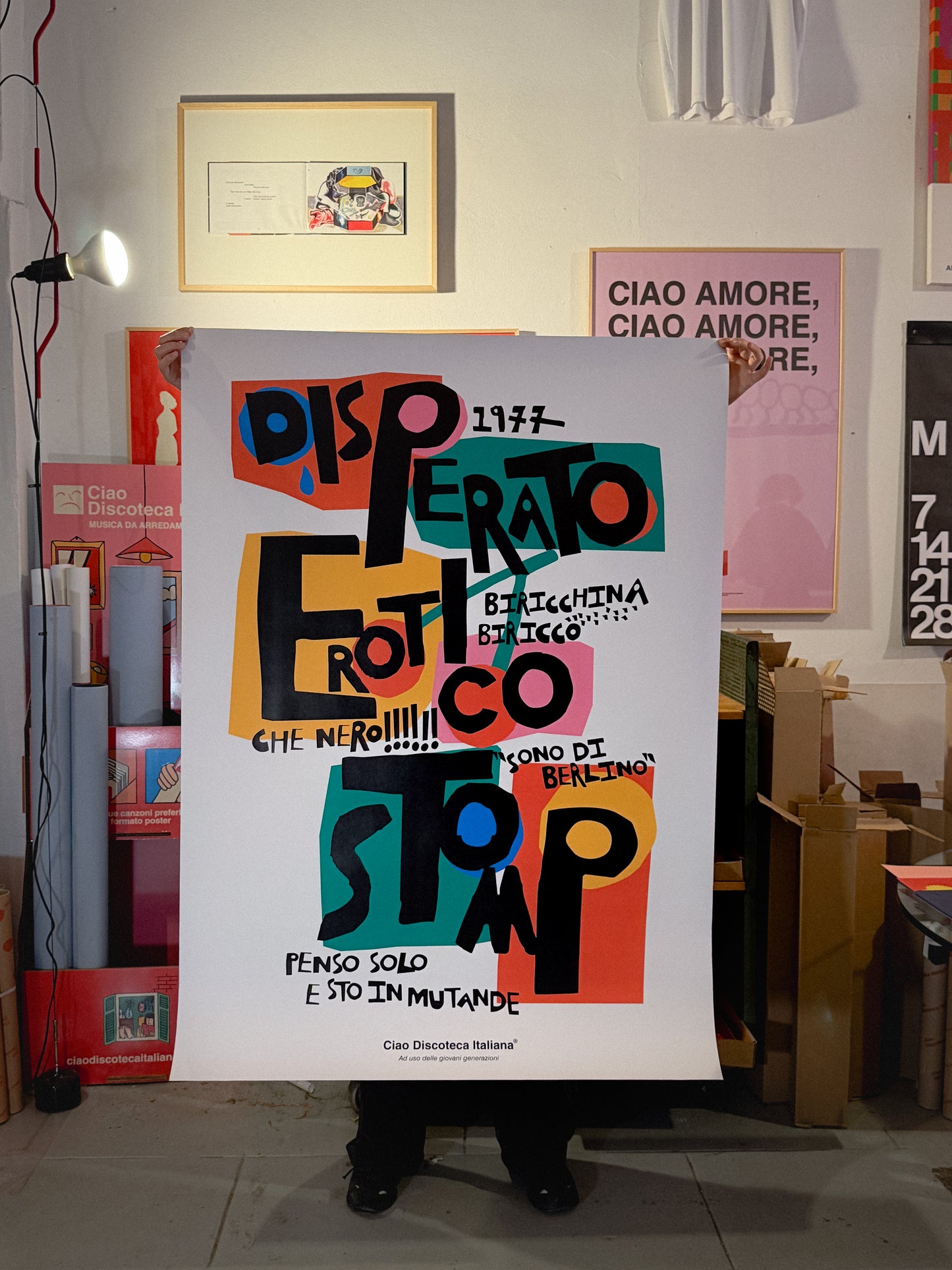 Manifesto grande di Disperato Erotico Stomp di Lucio Dalla, 100x140 cm.