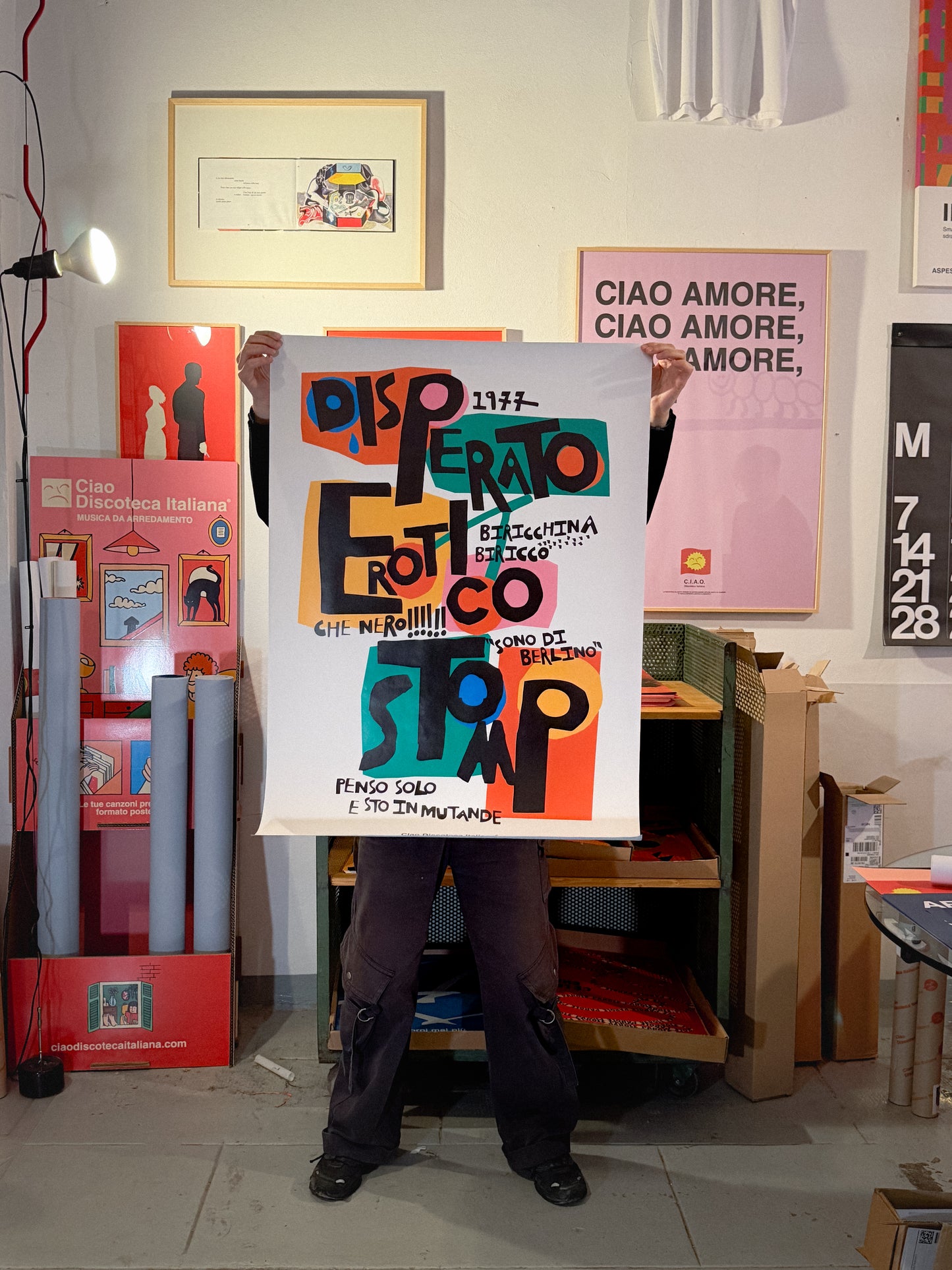 Stampa grande di Disperato Erotico Stomp di Lucio Dalla, 100x140 cm.