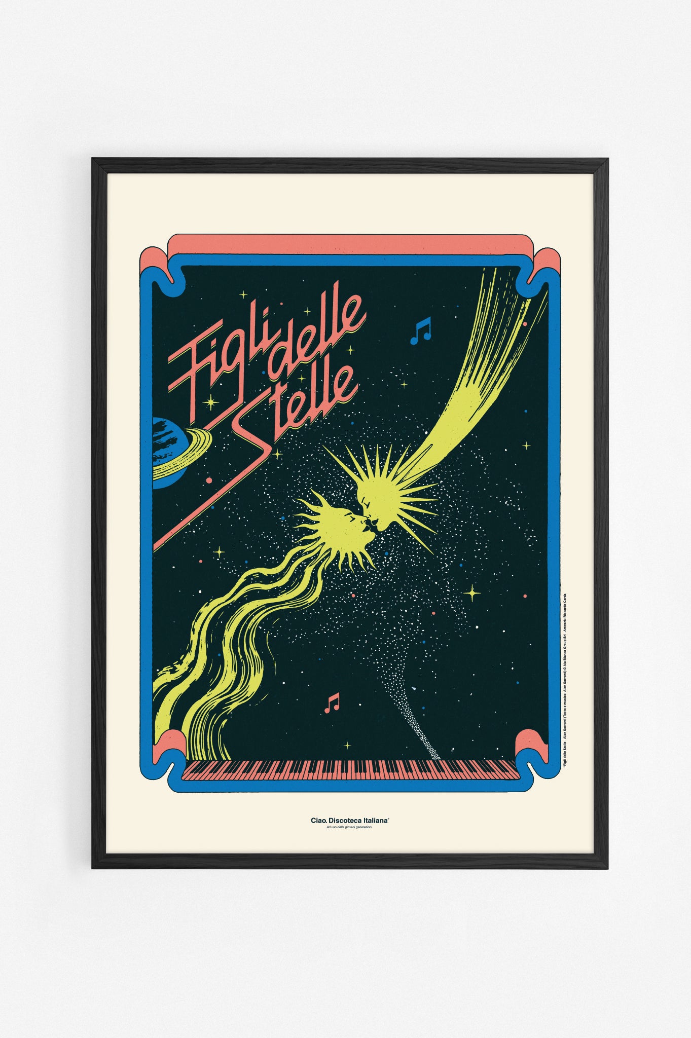 Poster "Figli delle stelle", omaggio ad Alan Sorrenti. Con cornice nera.