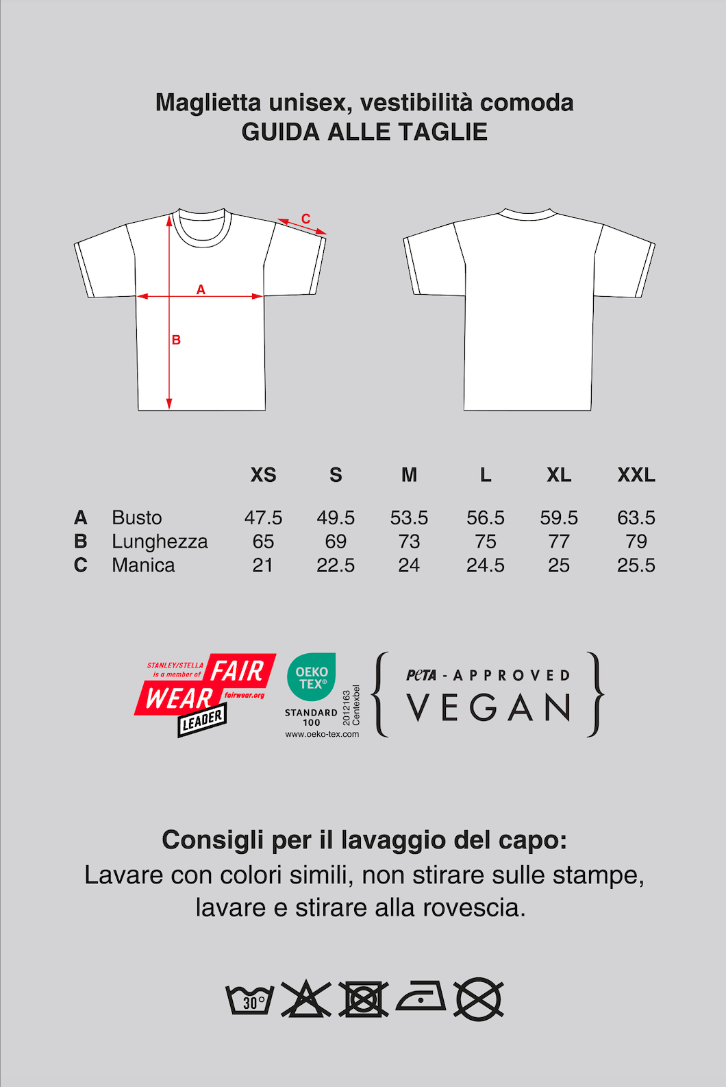 Guida alle taglie di maglie e t-shirt