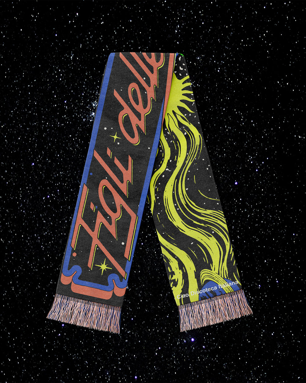 Maxi sciarpa"Figli delle stelle", omaggio ad Alan Sorrenti.