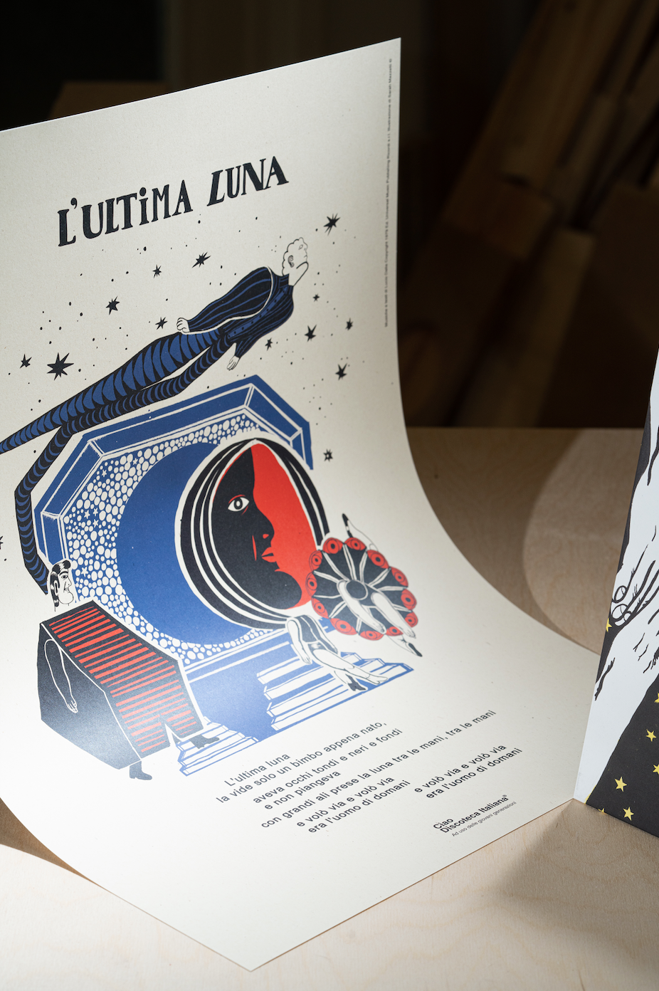 Poster L'Ultima Luna con Libro Il Parco della Luna, Lucio Dalla 