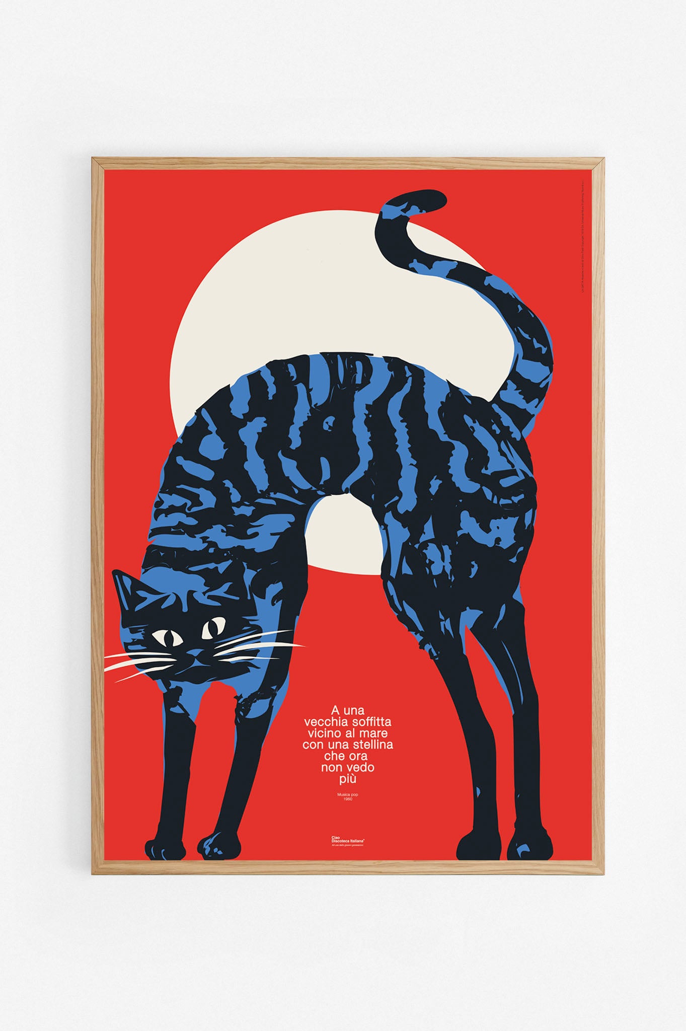 Poster La gatta, Gino Paoli cornice rovere
