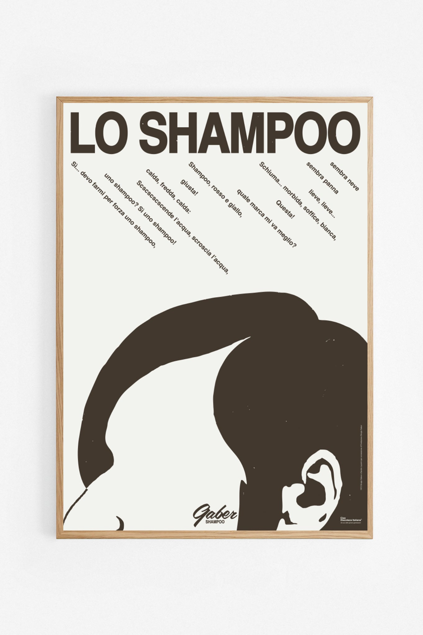 Poster Lo shampoo, Giorgio Gaber cornice rovere