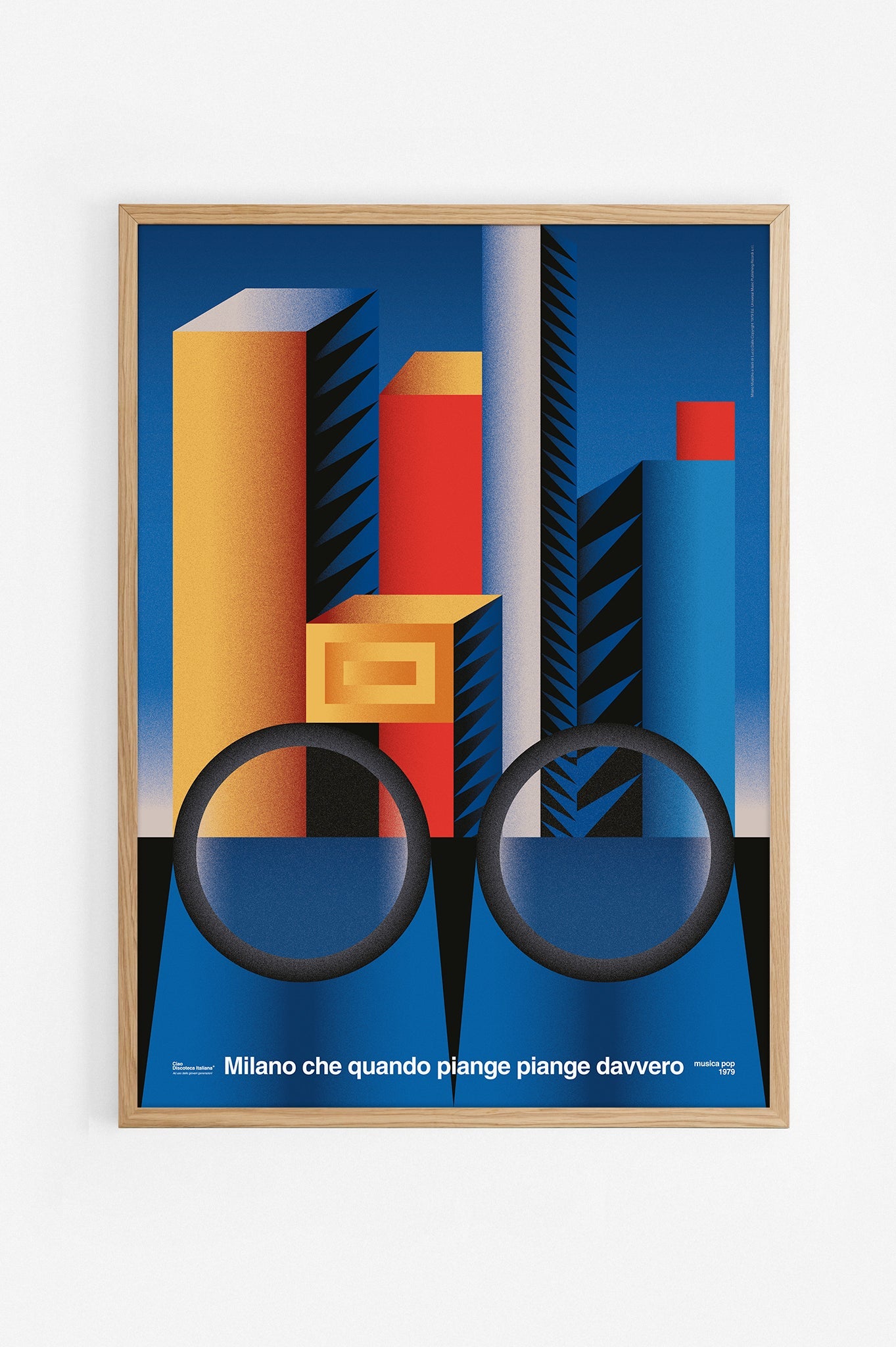 Poster Milano Che Piange, Lucio Dalla, cornice rovere