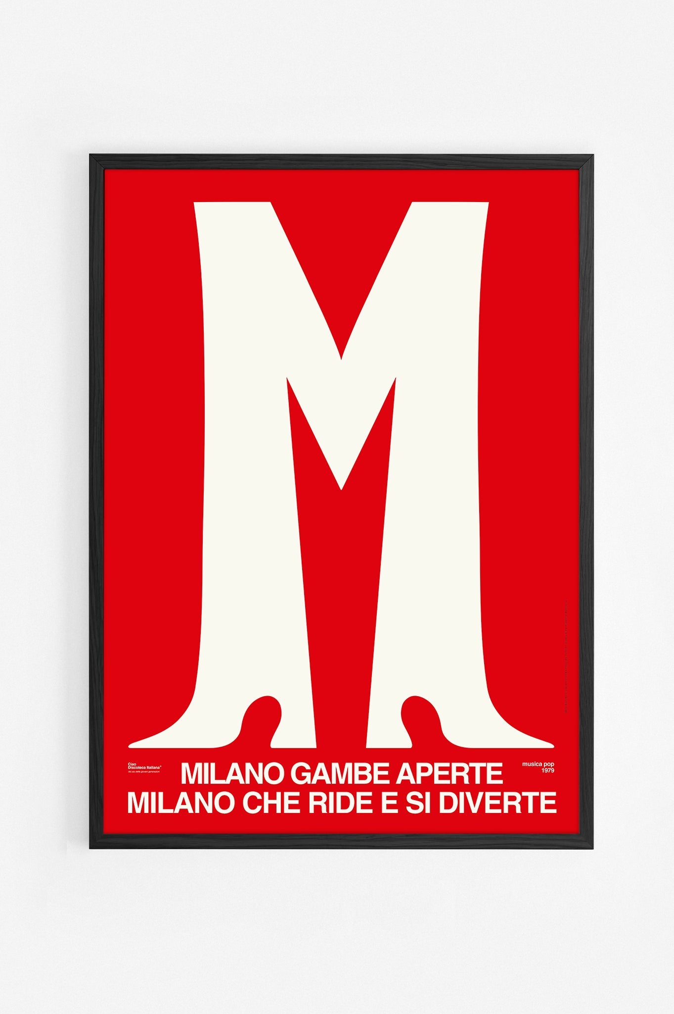 Poster Milano Gambe Aperte, Lucio Dalla, cornice nera