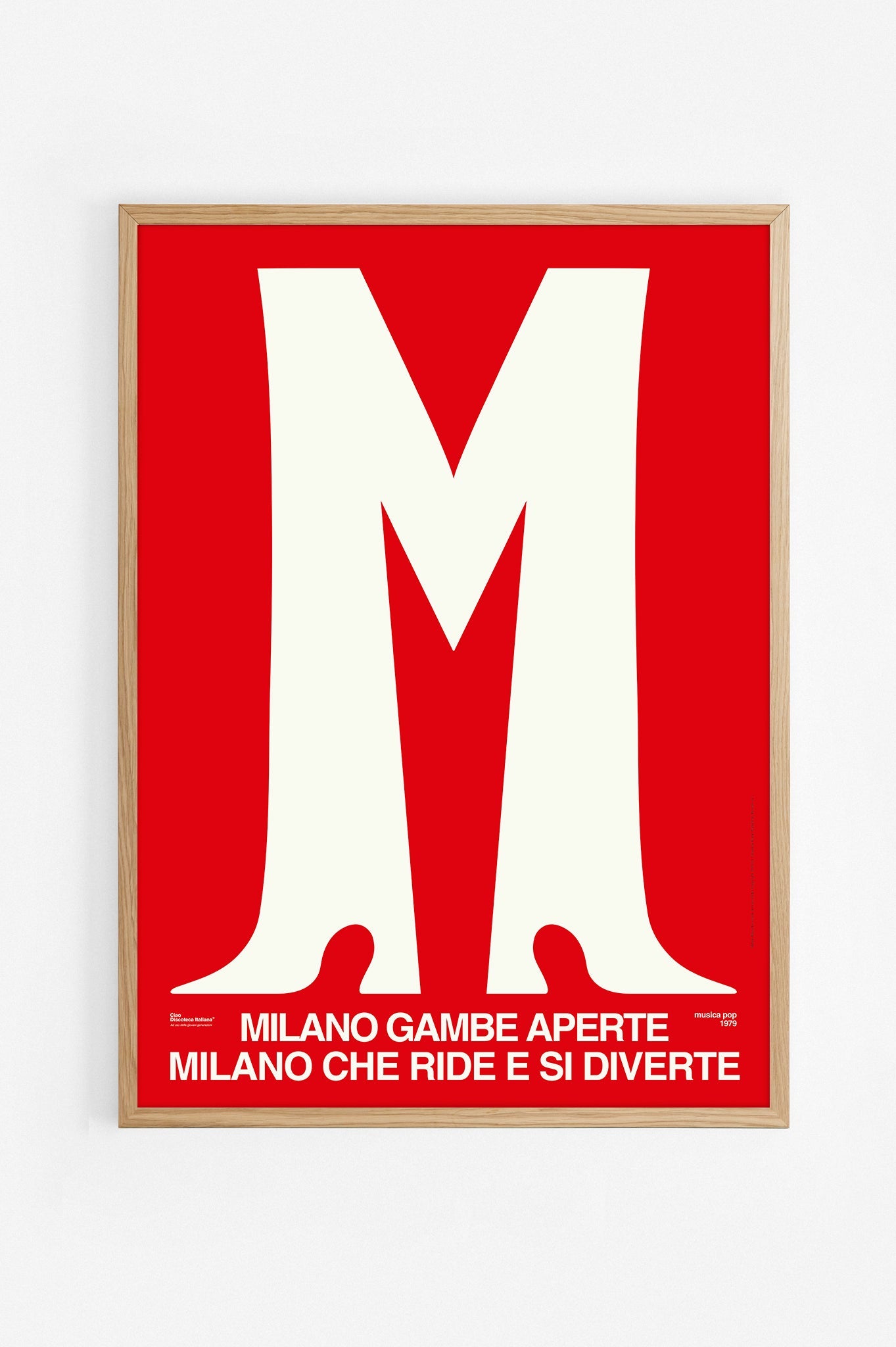 Poster Milano Gambe Aperte, Lucio Dalla, cornice rovere