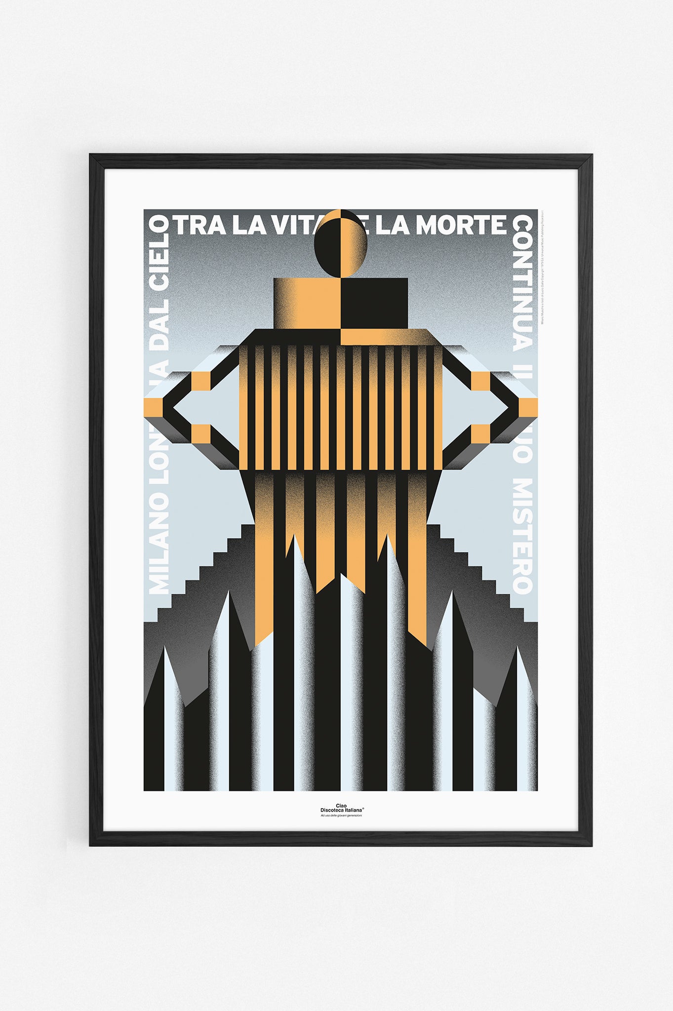 Poster Milano Lontana dal cielo, Lucio Dalla, cornice nera