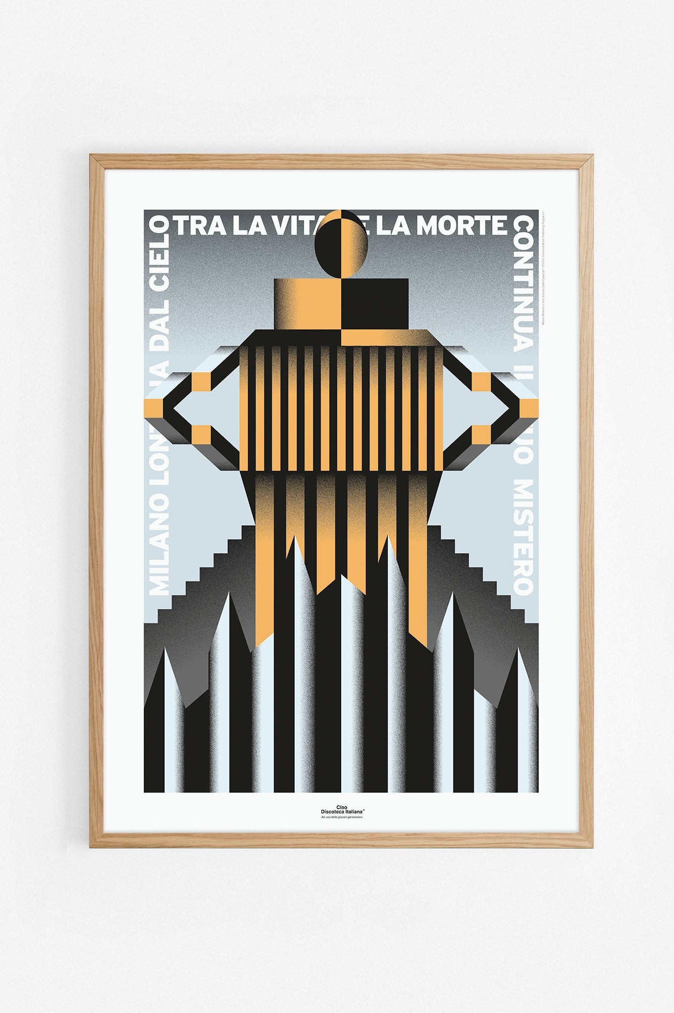 Poster Milano Lontana dal cielo, Lucio Dalla, cornice rovere