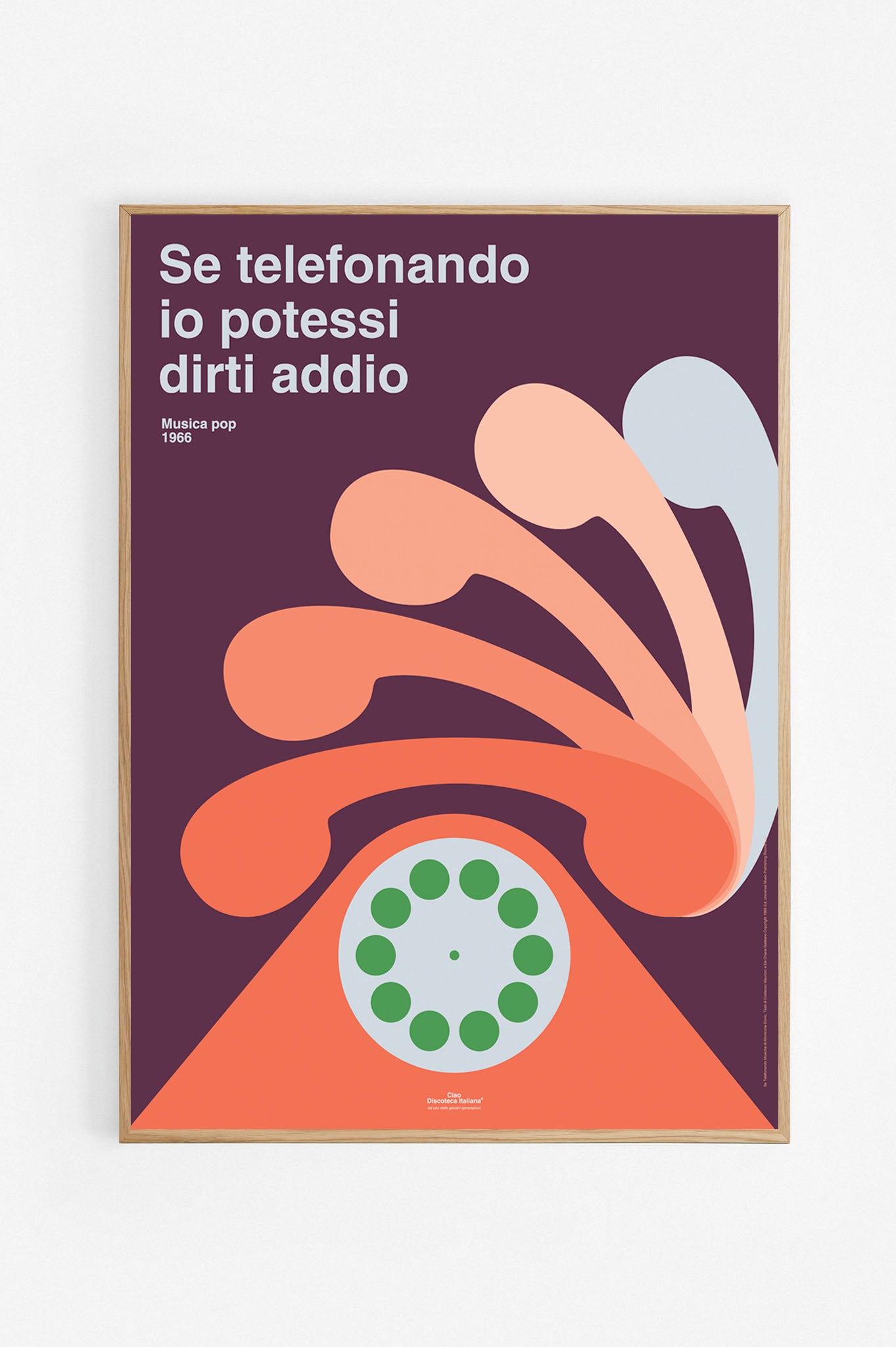 Poster Se Telefonando, Mina cornice rovere