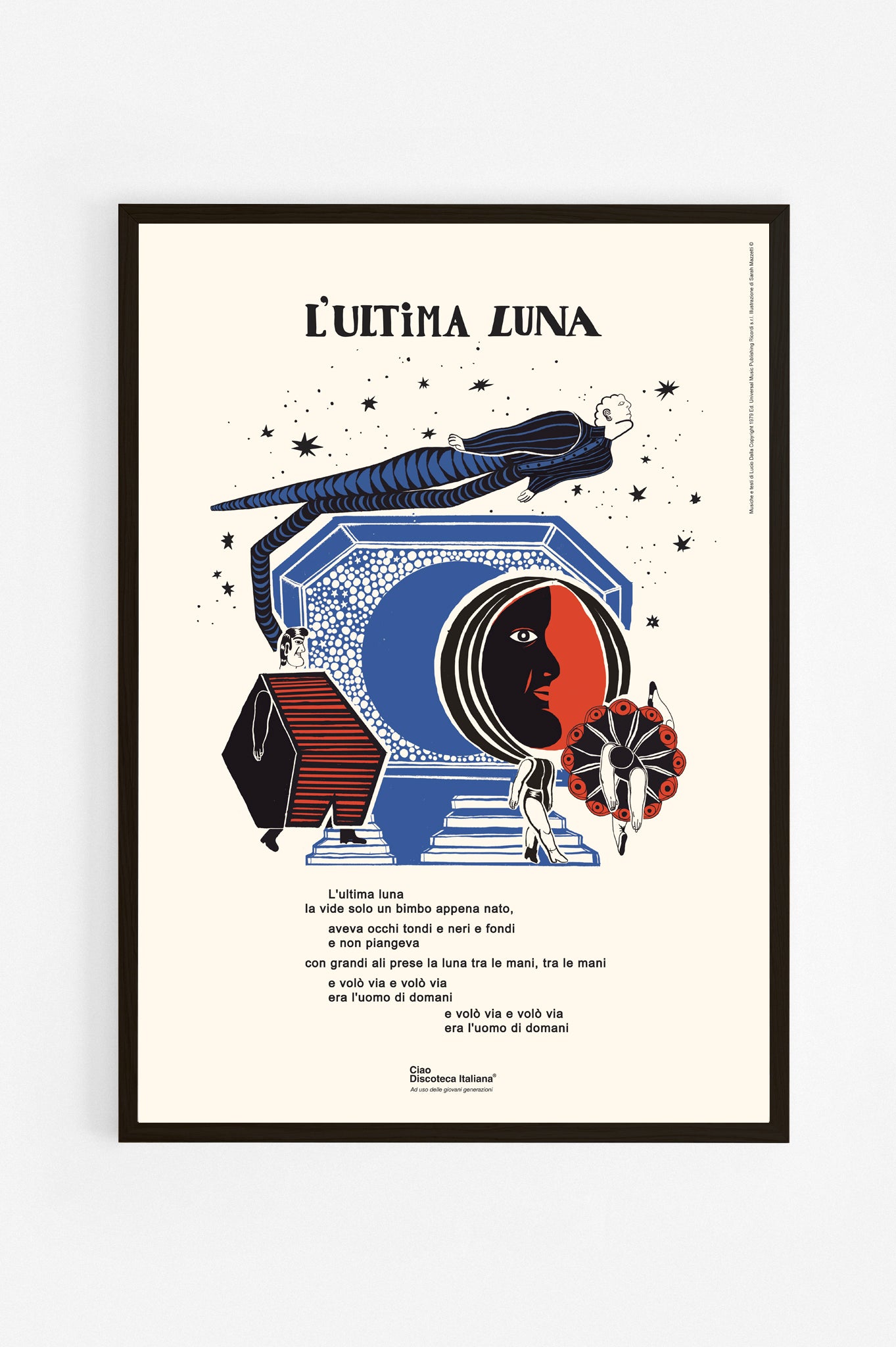 Poster L'ultima luna, Lucio Dalla cornice nera