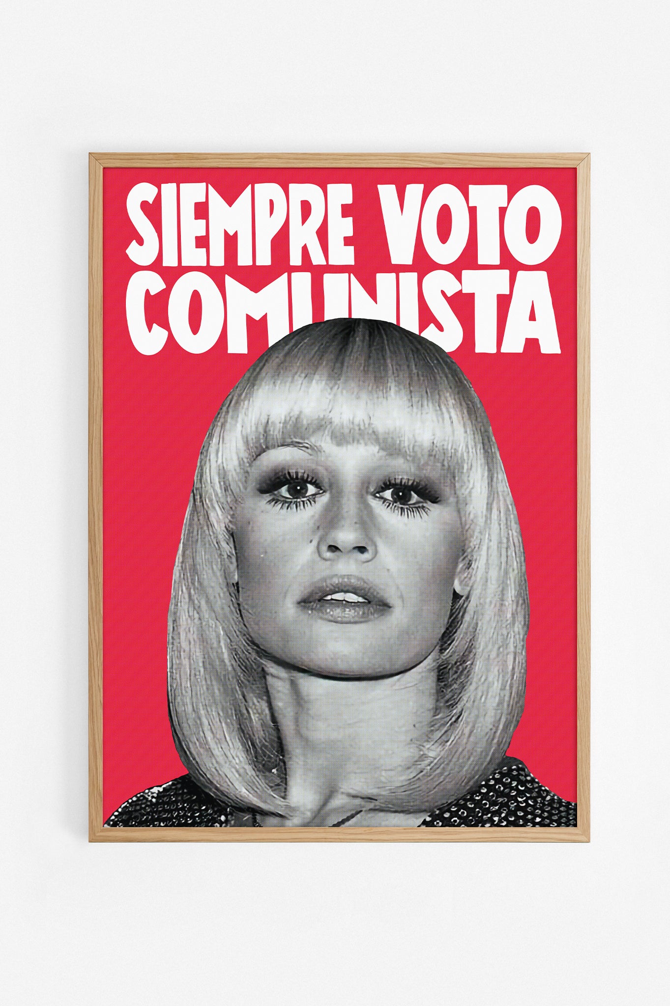 Poster "Siempre Raffaella", omaggio a Raffaella Carrà. Con cornice rovere al naturale.