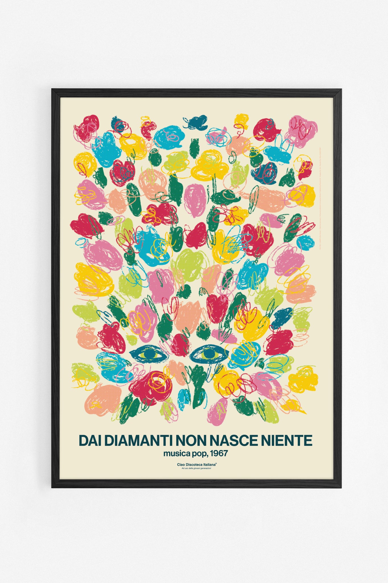 Poster "Via del Campo, omaggio a Fabrizio De André. Con cornice nera.