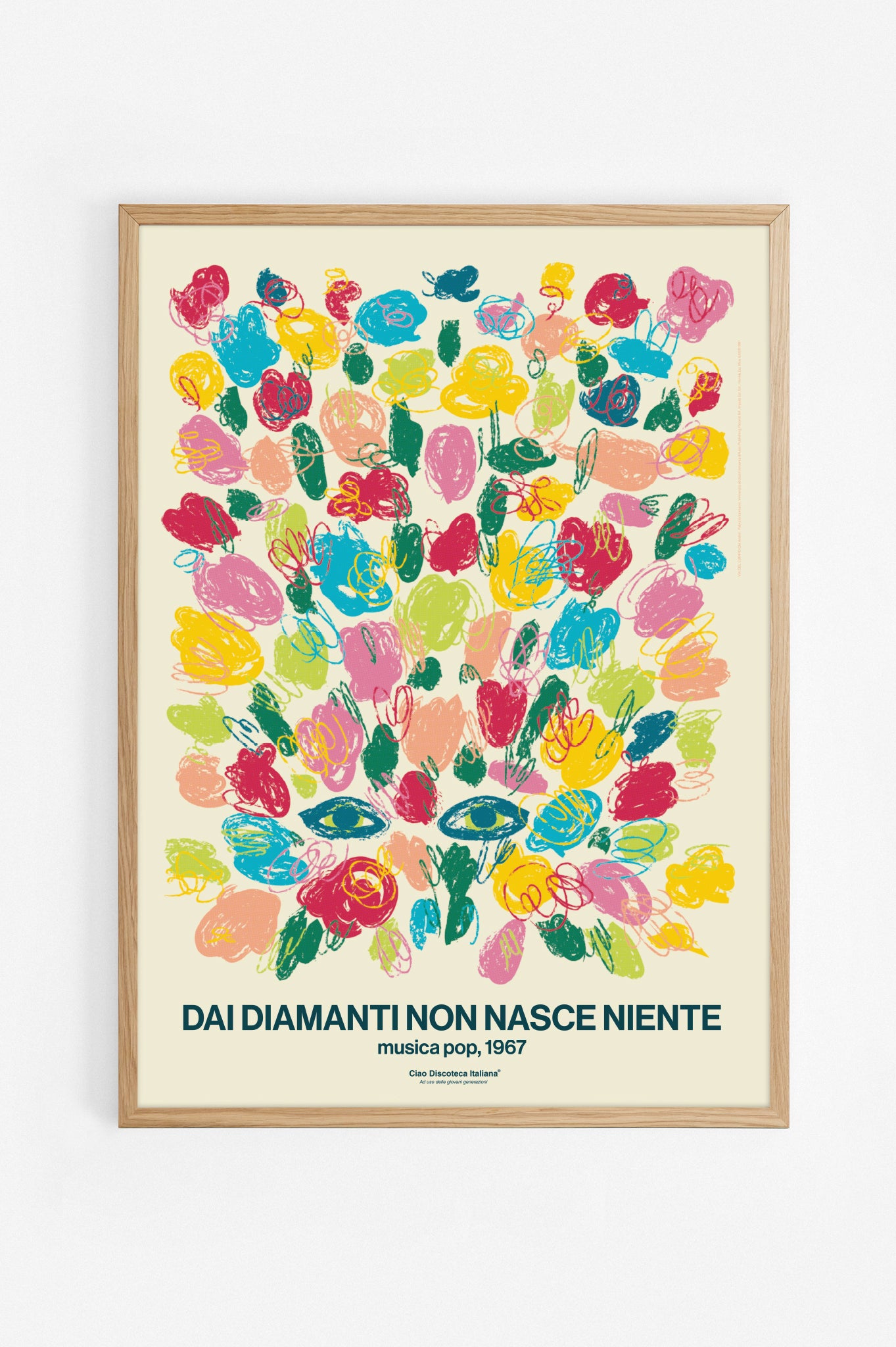 Poster "Via del Campo, omaggio a Fabrizio De André. Con cornice rovere al naturale.